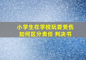 小学生在学校玩耍受伤如何区分责任 判决书